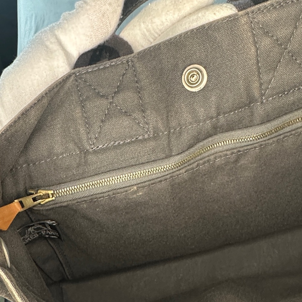 Hermès Authentic Herline PM Canvas Tote Bag - Grey - Picture 9 of 9